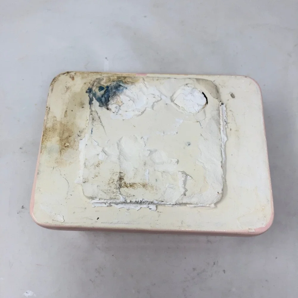 Vintage Mamie Pink Ceramic Wall Tile Soap Dish Cloth Bar Mid Century Retro MCM